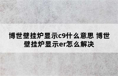 博世壁挂炉显示c9什么意思 博世壁挂炉显示er怎么解决